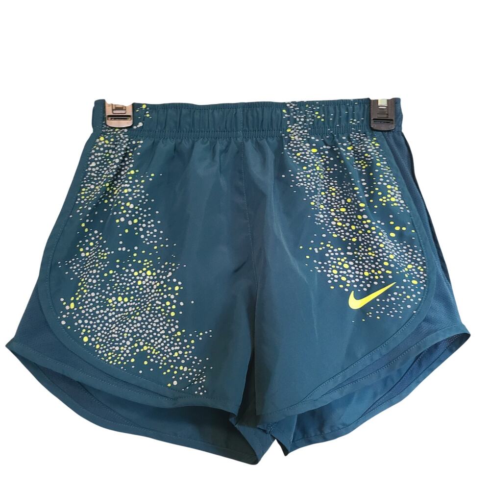 Nike Tempo Flash Shorts Women S Teal Yellow Drawstring Elastic Athletic Running